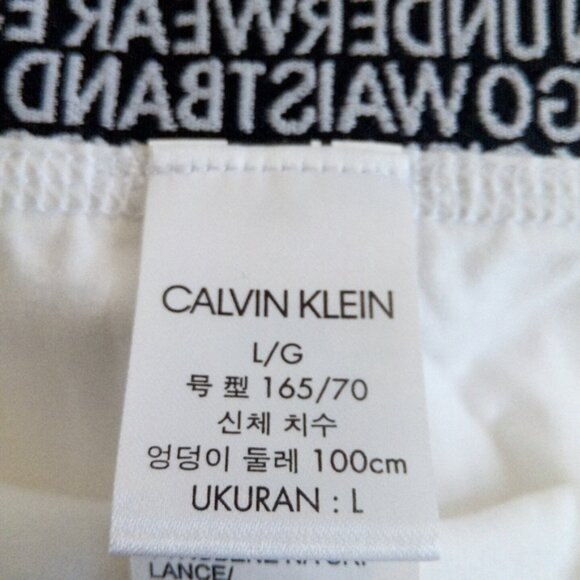 Calvin Klein White Bikini Panties With Wide Grey Black Waist Band Women Size L/G - Picture 6 of 9